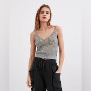 ZARA Metallic Open Knit Tank Top Silver Gray – Size Medium